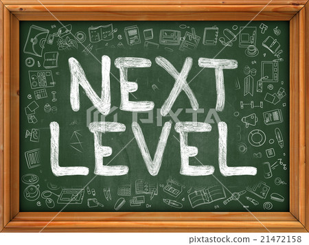 Next Level Concept. Green Chalkboard with Doodle Next Level Concept. Green Chalkboard with Doodle 21472158