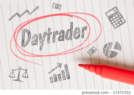 Daytrader sketch note with a red marker 21472502