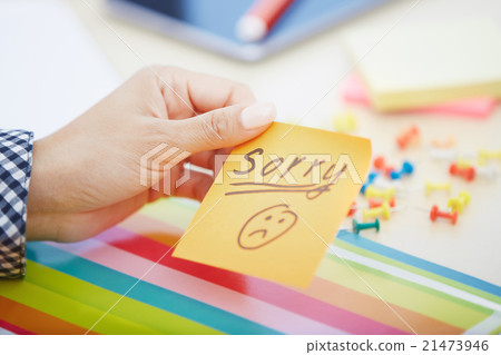 Sorry text on adhesive note 21473946
