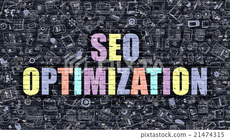 SEO Optimization on Dark Brick Wall. SEO Optimization on Dark Brick Wall. 21474315
