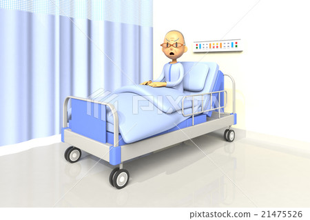 Old Man In Hospital Bed Cartoon