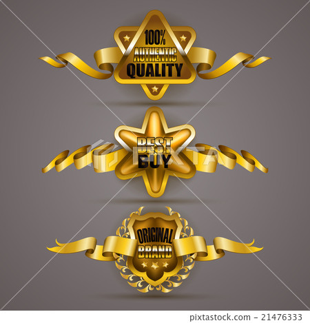 Golden badges with laurel wreath Golden badges with laurel wreath 21476333