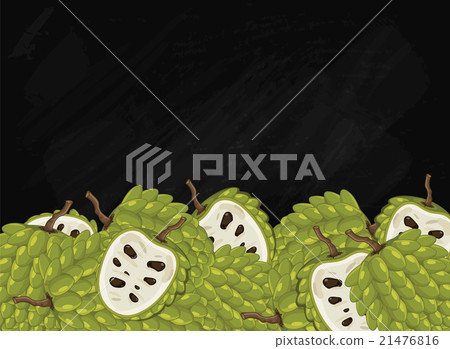 Cherimoya fruit composition on chalkboard, vector 21476816
