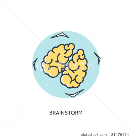 Flat lined brains icon. Flat lined brains icon. 21476984