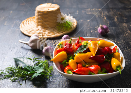 rural still life of collection peppers in plate rural still life of collection peppers in plate 21478243