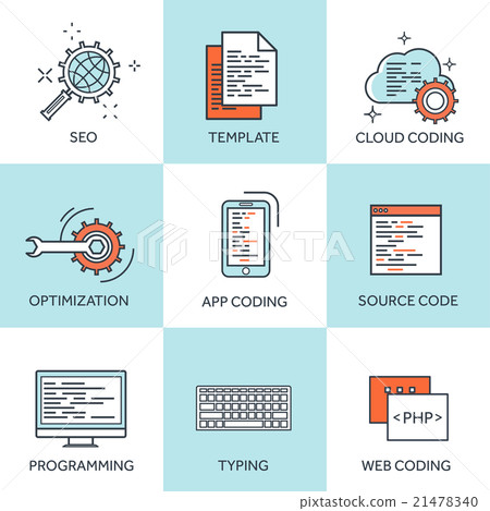 Vector illustration. Flat background. Coding 21478340
