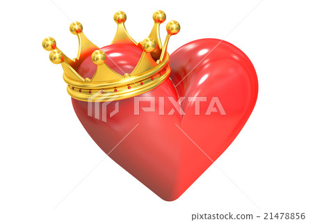 Heart with crown, 3D rendering 21478856