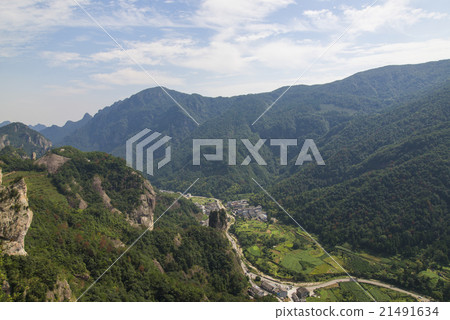 In China, Wenzhou, "Yandang Mountain", at the foot of the mountain villages and islands. 21491634