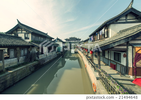 Chinese ancient architecture river 21494648