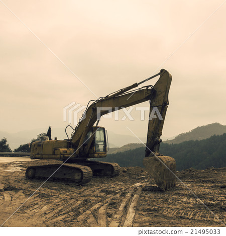 Excavators mountain road Excavators mountain road 21495033