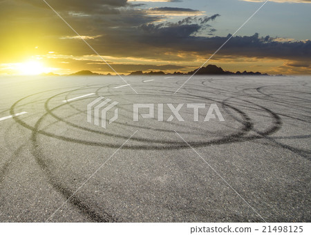 Sunset asphalt asphalt tire marks 21498125