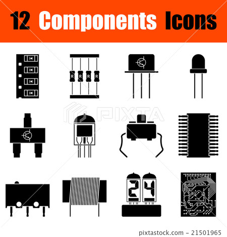 Set of electronic components icons 21501965