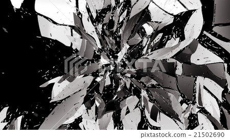Glass break and shatter with motion blur on black 21502690