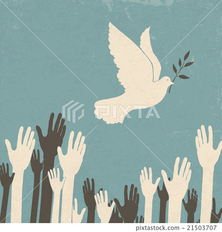 Group of hands and dove of peace. 21503707