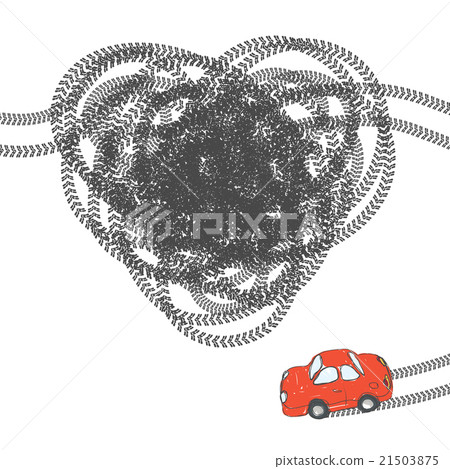 Heart shaped tire trace. Vector, EPS8 21503875