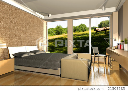Interior of modern bedroom 3d rendering 21505285