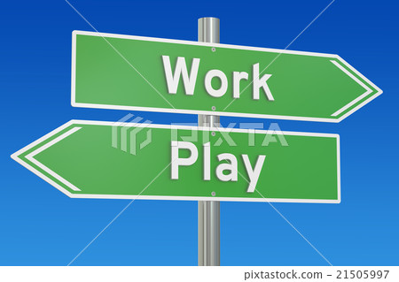 Work or Play concept on the road signpost Work or Play concept on the road signpost 21505997