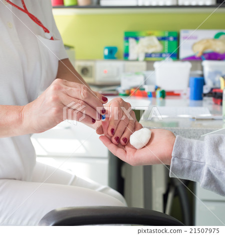Blood type testing by prick test. Blood type testing by prick test. 21507975