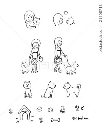 Shiba Inu線描材料 21508718