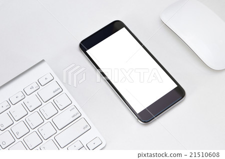 phone white screen on white table workspace 21510608