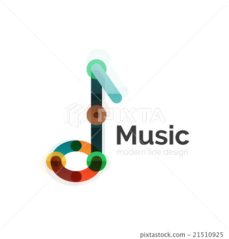 Music note logo, flat thin line geometric design Music note logo, flat thin line geometric design 21510925