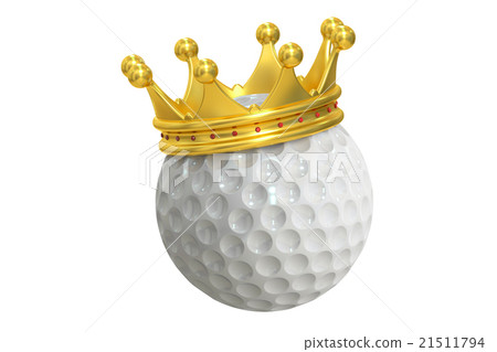 Golf ball with gold crown, 3D rendering 21511794