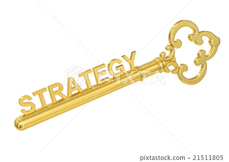 Strategy concept with golden key, 3D rendering Strategy concept with golden key, 3D rendering 21511805