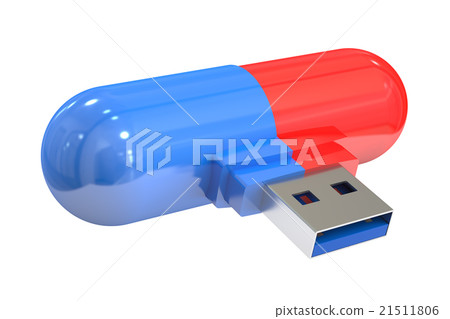 usb flash pill, 3D rendering usb flash pill, 3D rendering 21511806