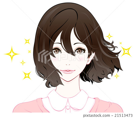 Female facial expression / expectation / spring clothes / long hair 21513473