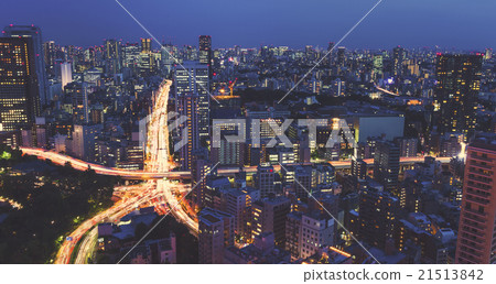 Aerial view of a massive city intersection Aerial view of a massive city intersection 21513842