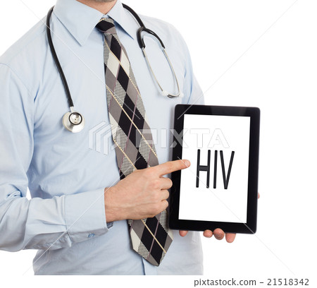 Doctor holding tablet - HIV Doctor holding tablet - HIV 21518342