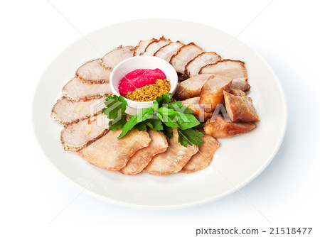 Restaurant food isolated - meat assortment plate 21518477