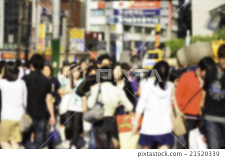 Blurred crowd at Myeongdong area in Seoul City Blurred crowd at Myeongdong area in Seoul City 21520339