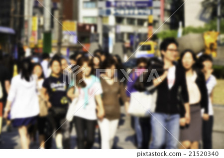 Blurred crowd at Myeongdong area in Seoul City Blurred crowd at Myeongdong area in Seoul City 21520340