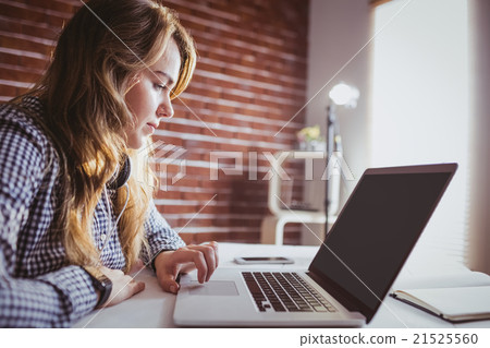 Hipster businesswoman using her laptop 21525560