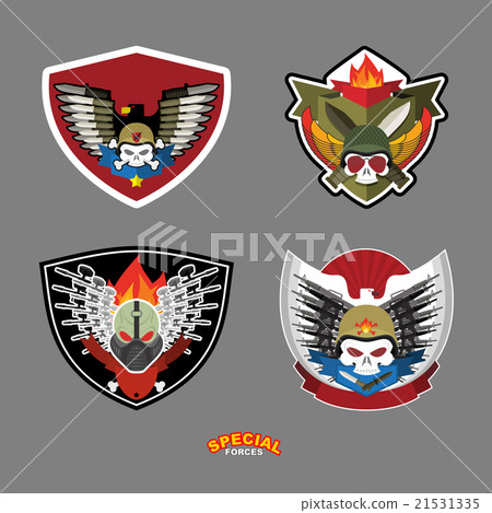 Army emblem set. Skull and guns 21531335