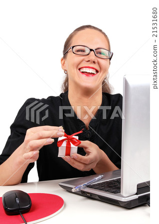 Surprised businesswoman with open mouth 21531680