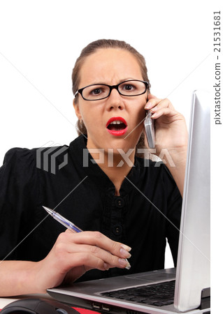 Surprised businesswoman with open mouth 21531681