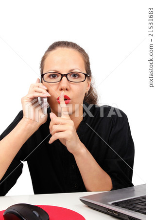 Surprised businesswoman with open mouth 21531683