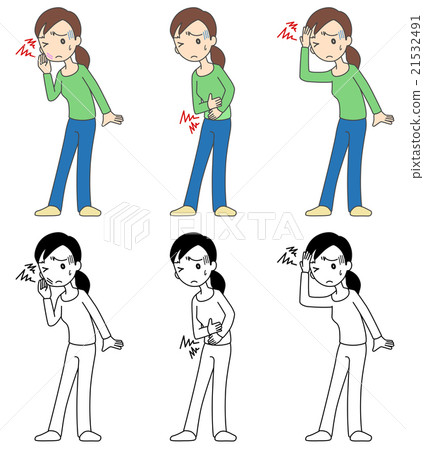 Abdominal Pain Headache Toothache Women Stock Illustration 21532491 Pixta