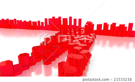 Red glass hexagon towers on white 21533238