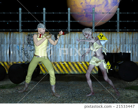 Warrior and female zombie 21533447