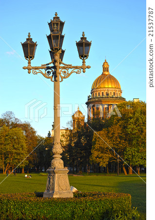 view of St. Isaac's Cathedral and carved lantern 21537787