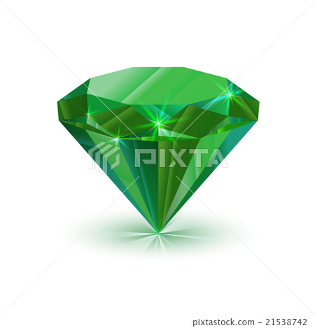 Dazzling shiny green emerald on white 21538742