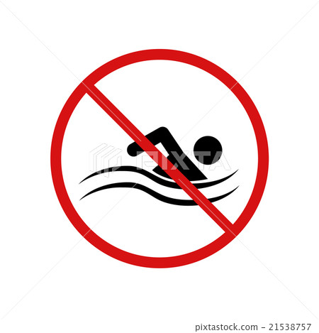 No swimming, forbidden sign on white 21538757