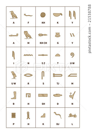 Set of egyptian hieroglyphics alphabet 21538788