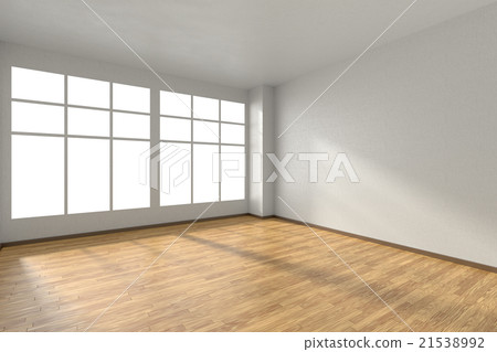 Empty room with parquet floor and white walls Empty room with parquet floor and white walls 21538992