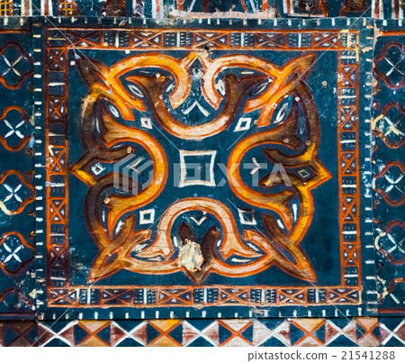 Tana Toraja, ancient colorful decoration on wood 21541288