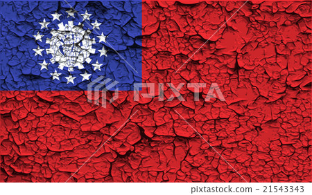 Flag of Myanmar Burma with old texture. Vector 21543343