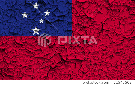 Flag of Samoa with old texture. Vector 21543502